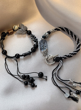 新中式蝴蝶流苏串珠手链女新款编织民族风小众感时尚百搭手饰