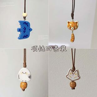 飞鸟集蓝色小鸟石塑黏土吊坠项链女精致春夏手工毛衣链闺蜜送礼物