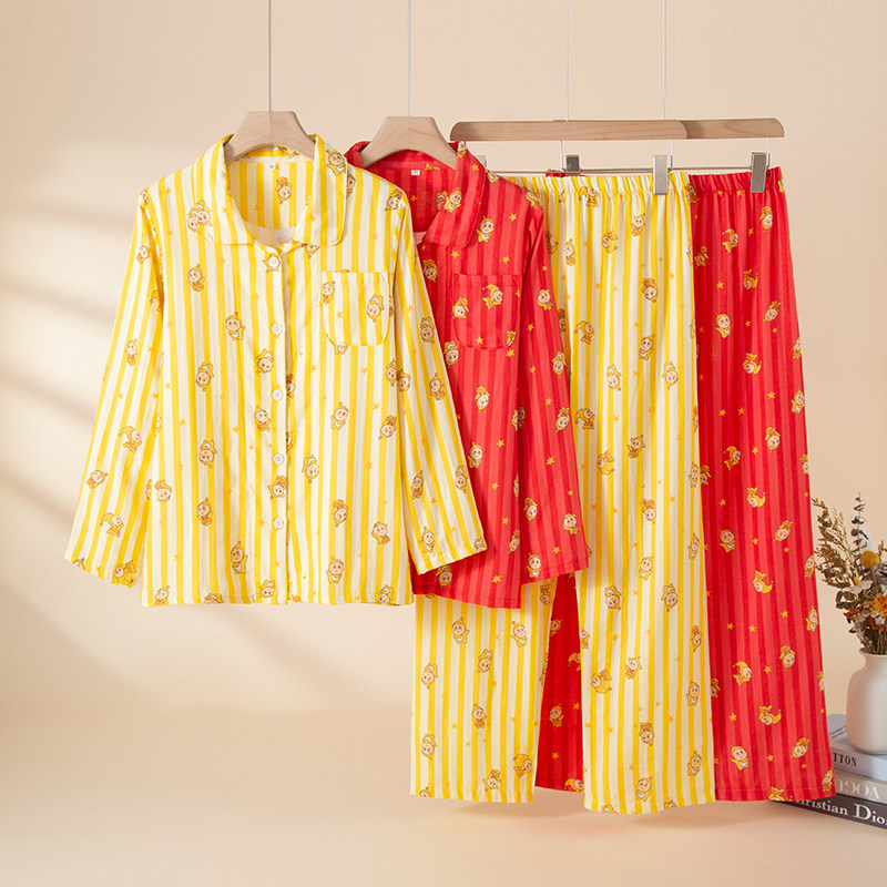 2026年新款双层纱100%纯棉睡衣女纯棉长袖家居服棉纱睡衣可外穿,女士内衣/男士内衣/家居服,睡衣/家居服套装,淘宝优惠券,粉丝福利购,淘宝优惠卷