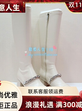 Kiss Kitty小猫2023秋季新款方头粗跟水钻简约风时装靴SA43586-81