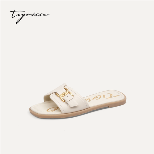 Tigrisso蹀愫2026春蝶愫夏新方头羊皮沙滩平底拖鞋女T75313A-52