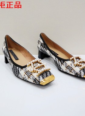 zsazsazsu莎莎苏2024秋季小香风单鞋女方头粗跟高跟鞋ZA54523-13