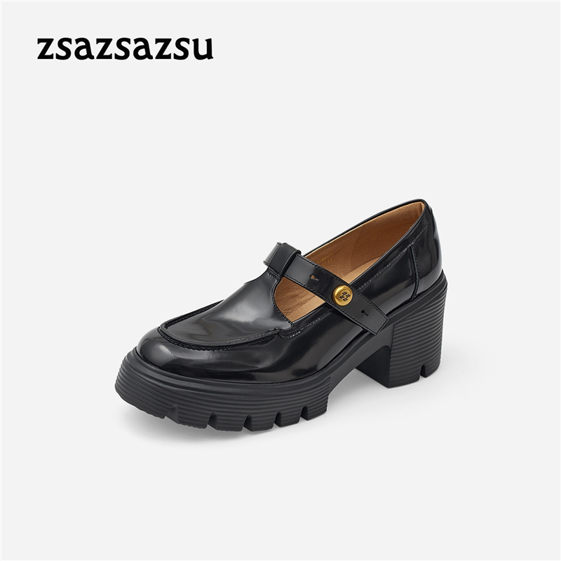 zsazsazsu莎莎苏2026秋新款乐福玛丽珍厚底高粗跟单鞋Z76512A-01