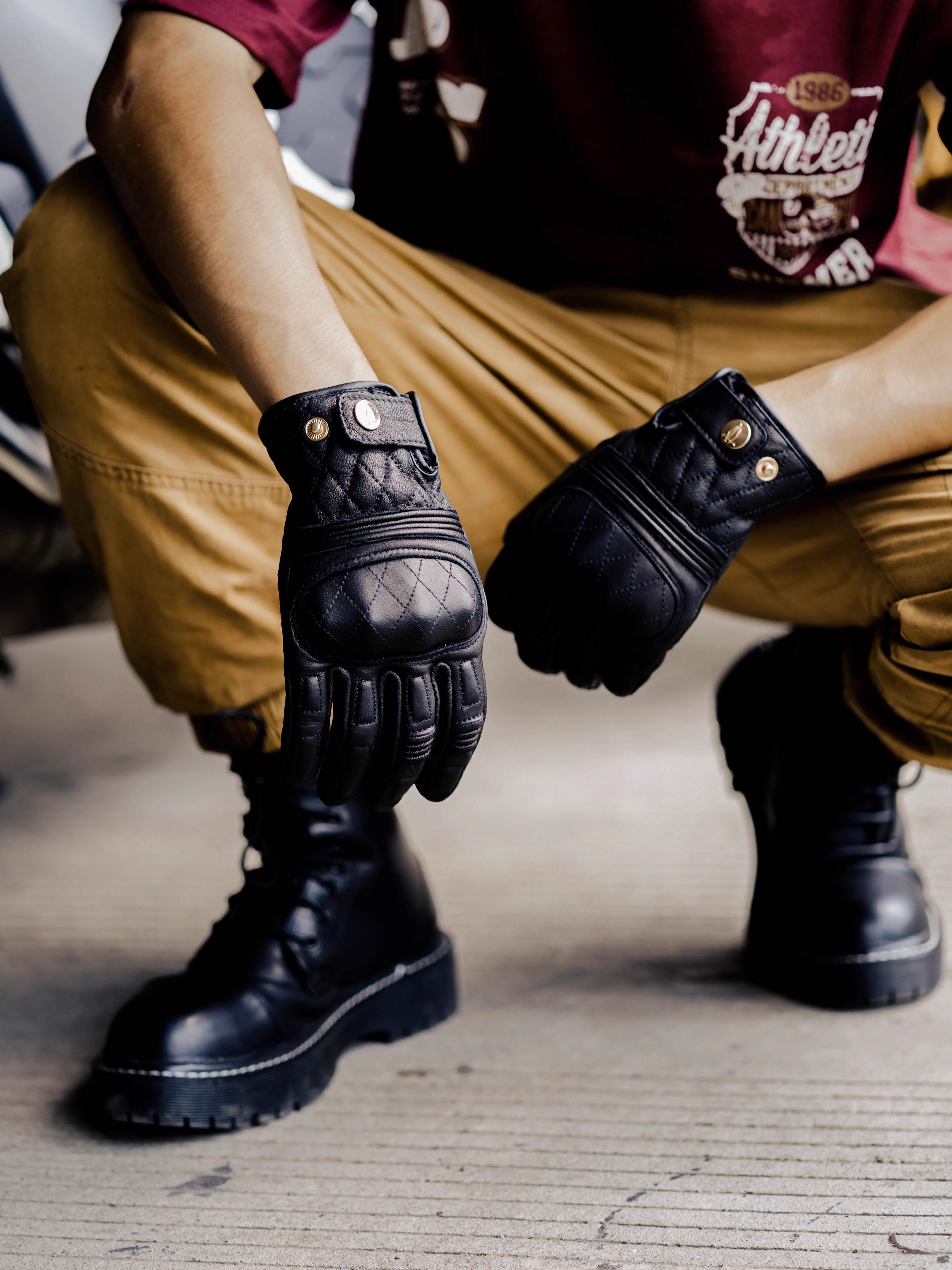 防风保暖护具防摔复古摩托车手套