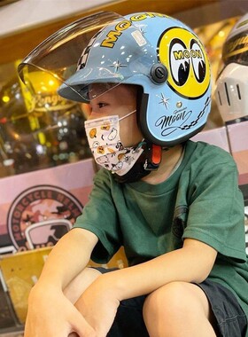 台湾gallop复古儿童亲子头盔可爱电动车vespa踏板姜戈3/4通勤半盔