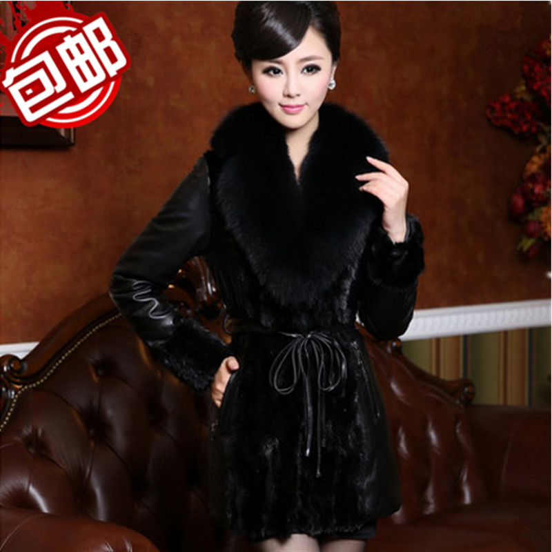 海甯秋冬新款中年媽媽裝顯瘦pu皮衣女 中長款 皮毛壹體女貂皮大衣在類目 女裝/女士精品, 皮草中 - 來自Buy2taobao.com提供專業的淘寶代購服務