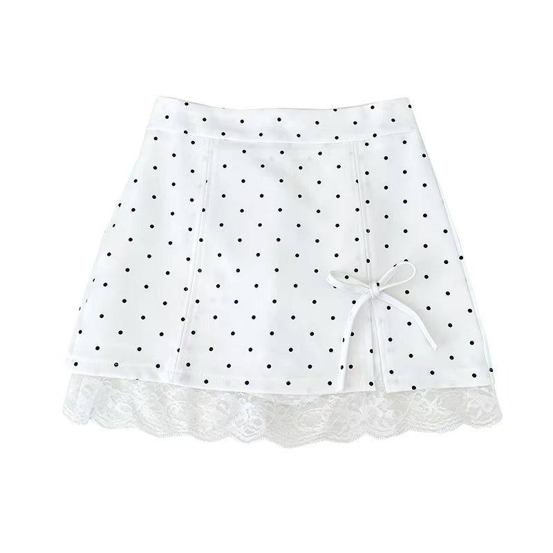 白色蕾丝边半身短裙女夏季