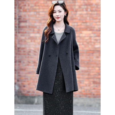 官网正品高端双面羊绒大衣女中长款2025秋冬新款宽松洋气小个子羊