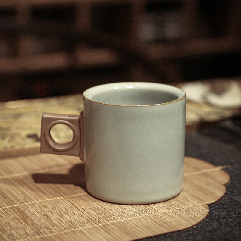 景德镇如器汝窑马克杯开片可养汝瓷茶杯陶瓷功夫茶具主人杯水杯大