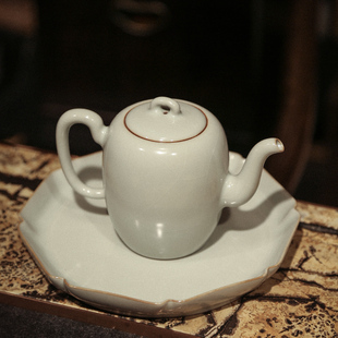 如器汝窑美人肩壶茶壶全手工景德镇汝瓷开片可养泡茶壶大容量精品