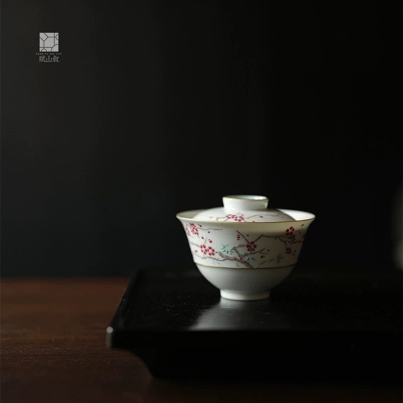 赋山叙官方正品青盖碗主人杯单杯景德镇手绘陶瓷功夫茶杯
