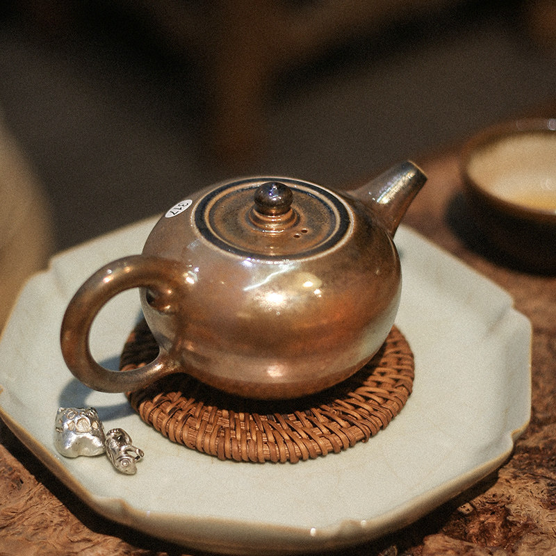 台湾柴烧大师吴金维作品 全手工茶壶泡茶壶柴窑功夫茶具精品茶器