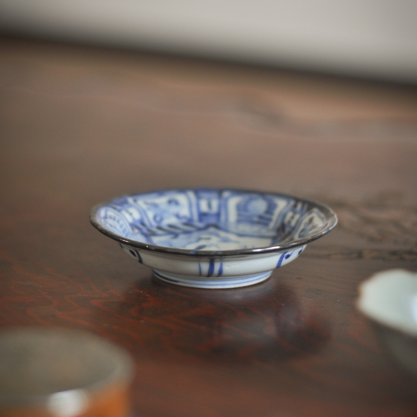日本百年古濑户青花小瓷托茶托杯垫杯托盖碗托功夫茶具配件茶道小