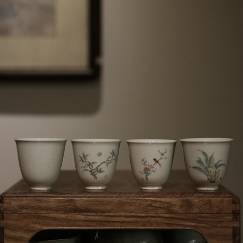 古青釉草木灰茶杯个人单杯