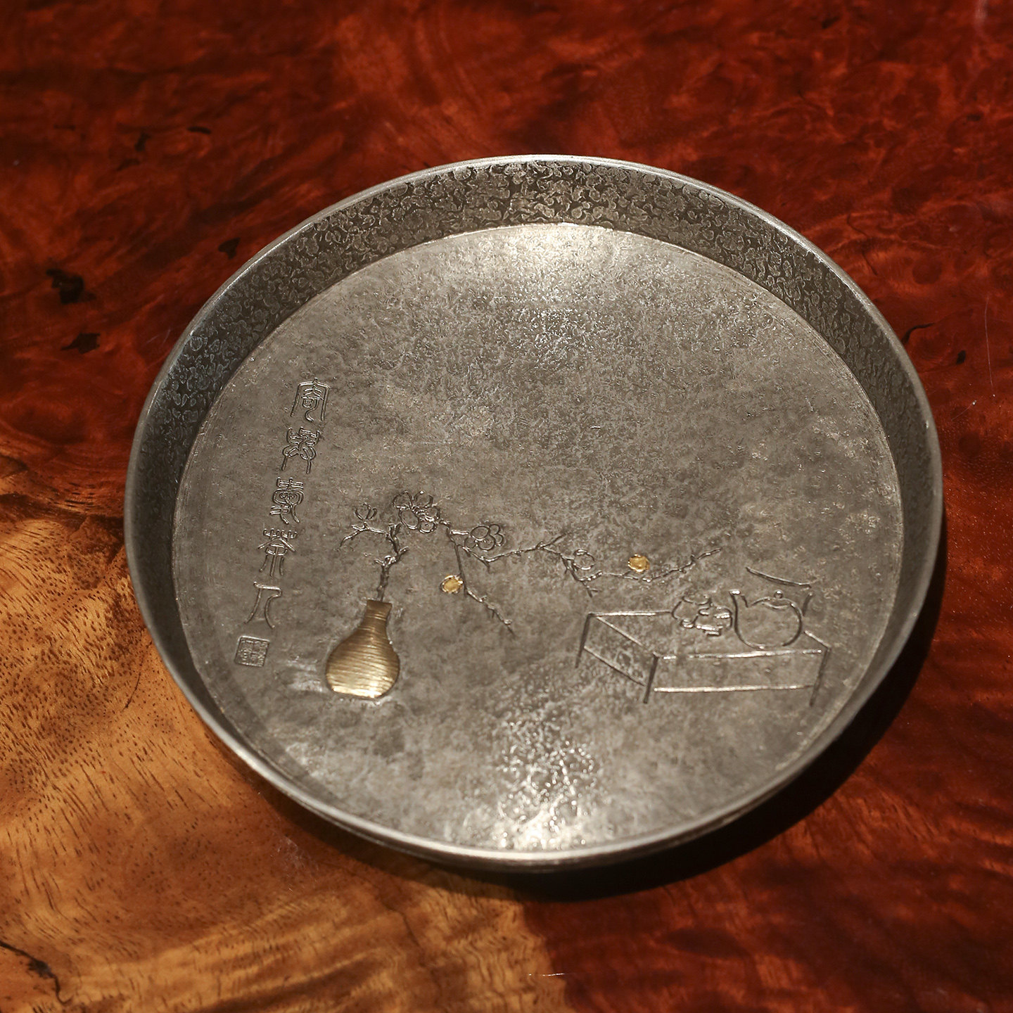 锡雕侠侣中式锡壶承茶承