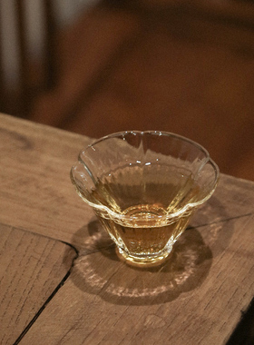 一九茶舍芙蓉花瓣玻璃小品杯手工耐热玻璃茶杯功夫茶具品茗杯杯子