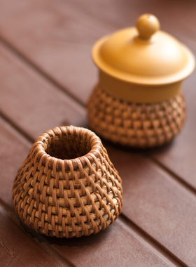 一九茶舍 纯手工越南藤编盖置 壶盖托 茶具配件 茶道零配 摆件