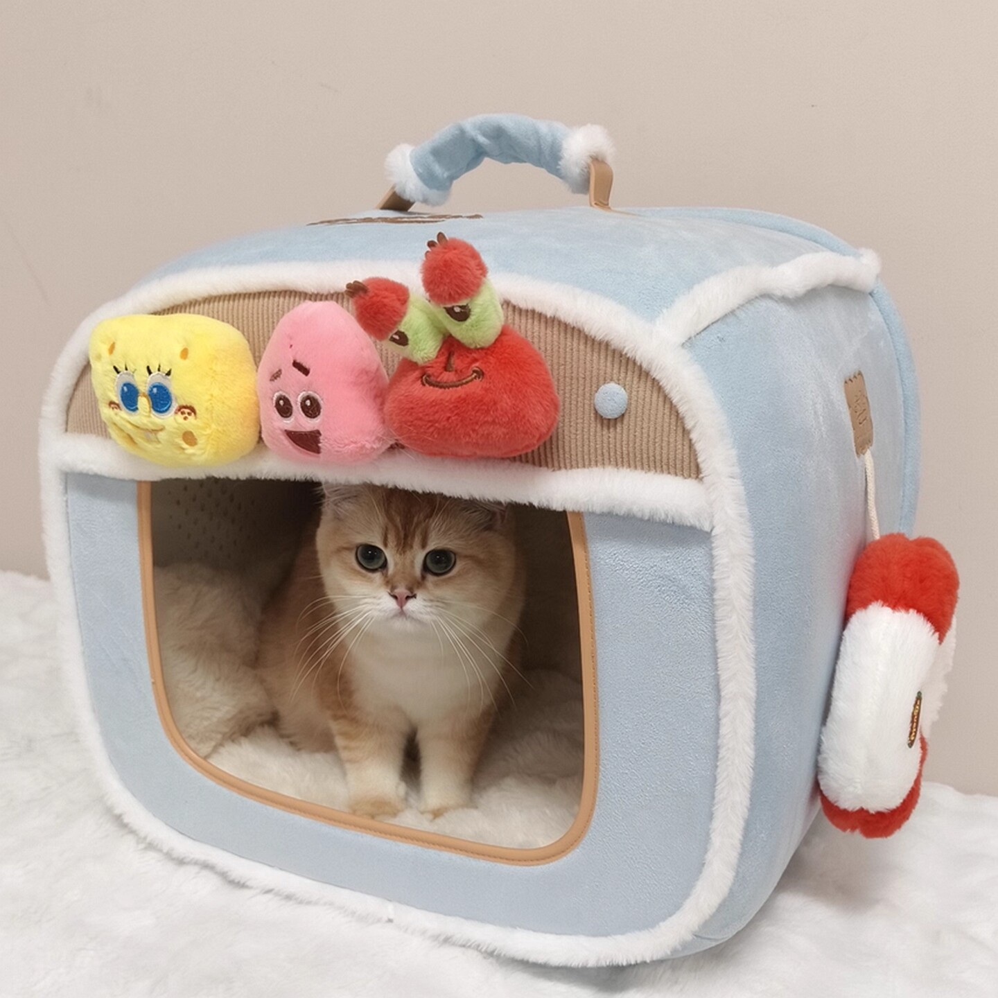 海绵宝宝保暖可拆洗狗窝猫屋睡垫