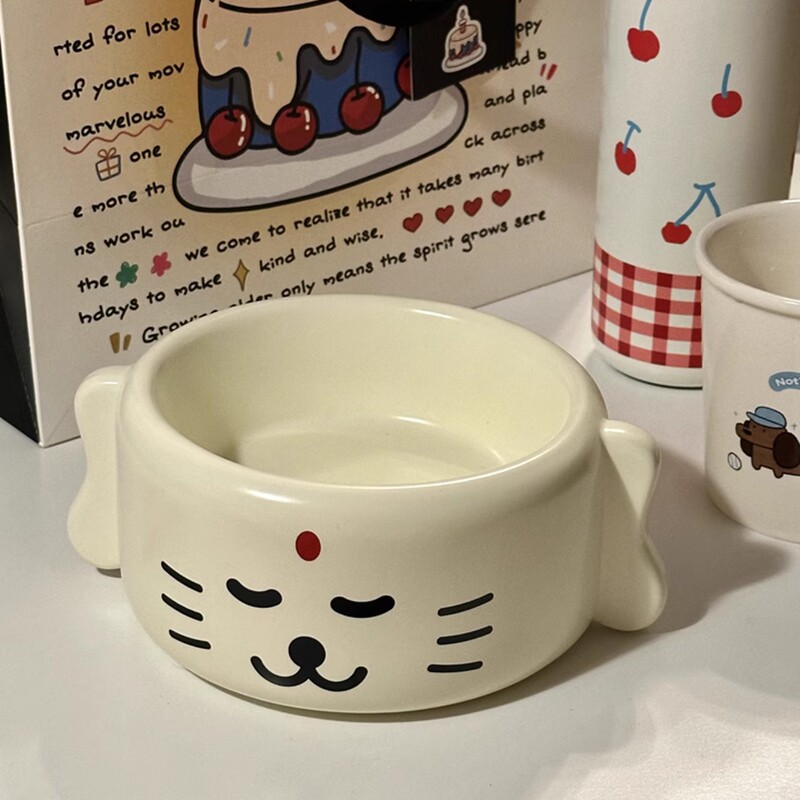 噗扑实验室喵咪陀佛陶瓷宠物碗盆