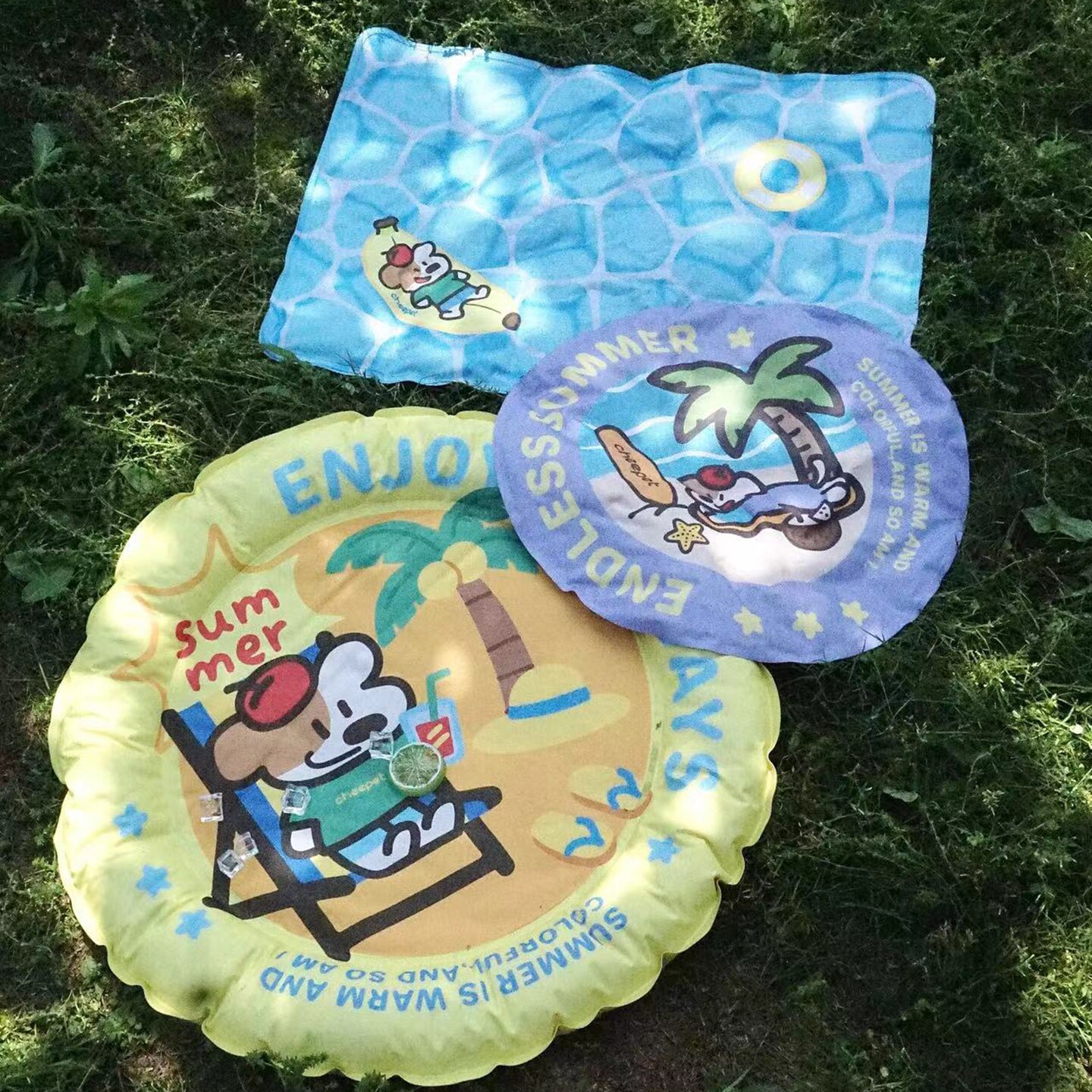 趣派卡通印花宠物冰垫夏季降温散热狗狗猫咪防水圆形冰窝凝胶凉垫