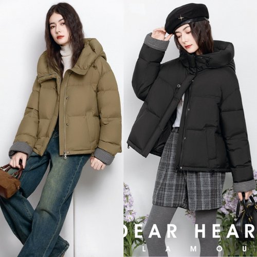 2025新款羽绒服半九成品F672女士时尚休闲短款宽松李衣壳翻新加工