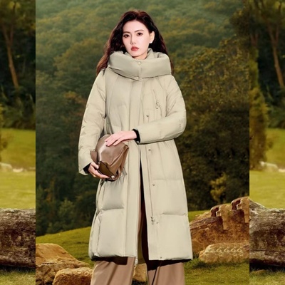 2025新款羽绒服半九成品Q888女士修身休闲中长款衣壳皮翻新加工