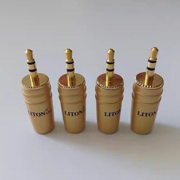 立顿LITON3.5mm双声道镀金插头大孔 音频线3节3.5转RCA一分二插头