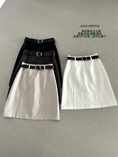 JUICE260031春新款韩系高腰显瘦A字半身裙女百搭防走光包臀短裙子