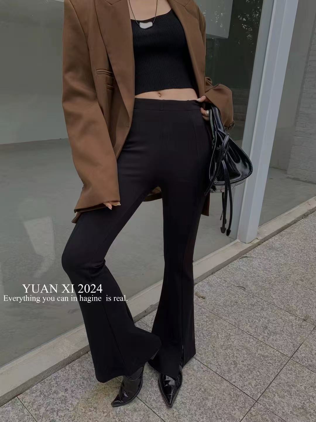 yuanxi元熙6091高腰显瘦喇叭裤女2025秋冬新款百搭修身休闲长裤子