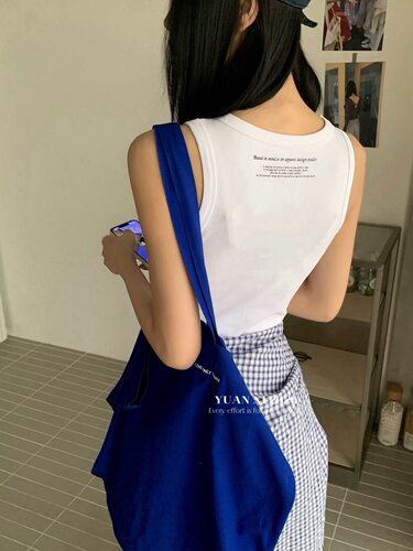 元熙6063春夏新款简约百搭收腰修身显瘦圆领无袖背心女打底衫上衣