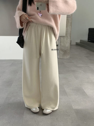JUICE250300韩版糯米裤女秋冬装加厚宽松显瘦百搭直筒阔腿长裤子