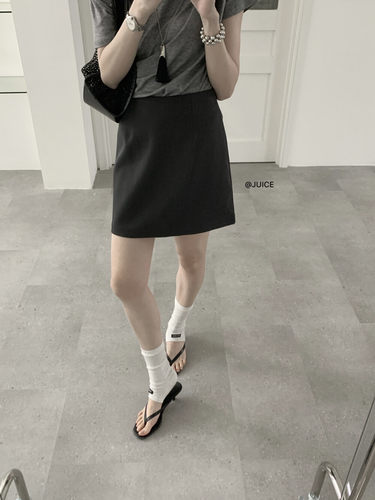 JUICE韩系高腰显瘦A字西装半身裙女2026夏防走光包臀短裙子Y561-1