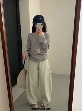 想象 SAILORMOON高腰显瘦直筒裤女秋宽松百搭休闲阔腿长裤子70258