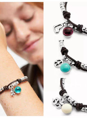 UNOde50水晶挂锁好运彩色珠手链