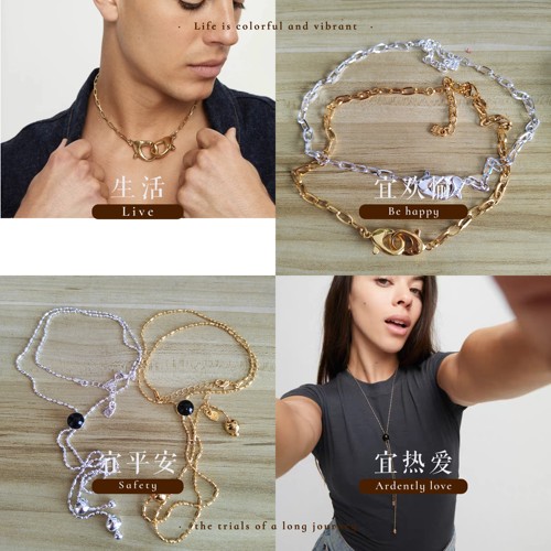 西班牙UNOde50 夸张扣头锁骨链项链手工小众轻奢时尚男女情侣礼物