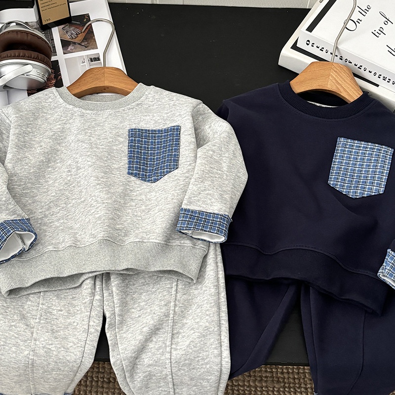 儿童套装2025秋季新款男童女童韩版洋气卫衣卫裤中大童套头