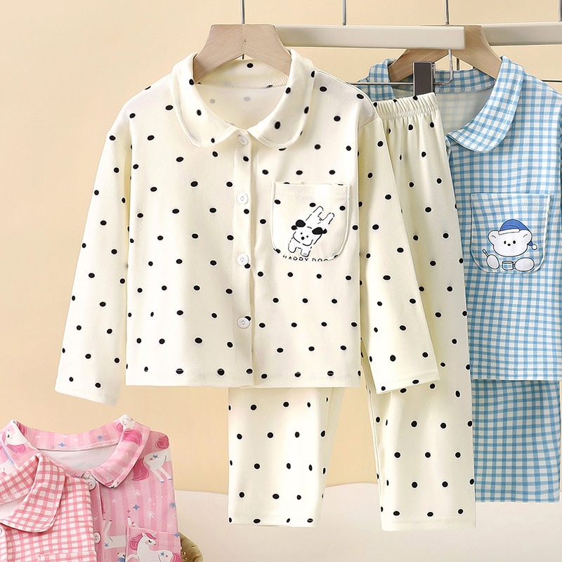 儿童睡衣套装秋季新款男童德绒开衫女童2025宝宝长裤家居服童装