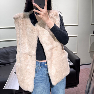 冬季新款整皮兔毛皮毛一体