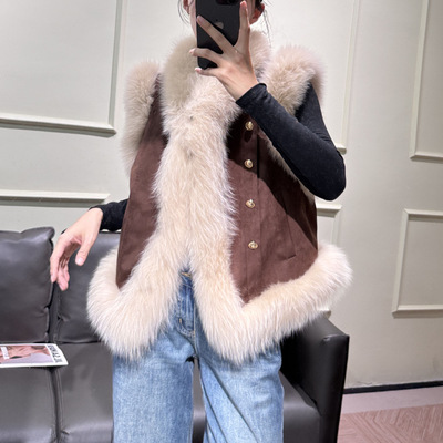 国风鹅绒背心真毛外套皮草马甲