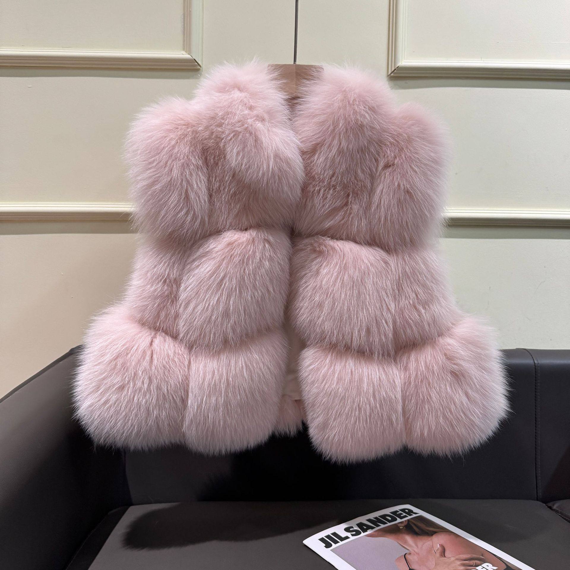 花家同款欧尼马甲芬短款显瘦真毛实拍兰狐狸毛背毛皮草马夹背心