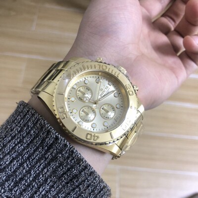 霸气风金色夜光防水石英手表