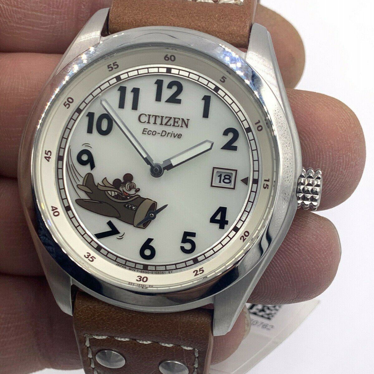 代购正品citizen西铁城米奇飞行员象牙色表盘男士手表BV1088-08W