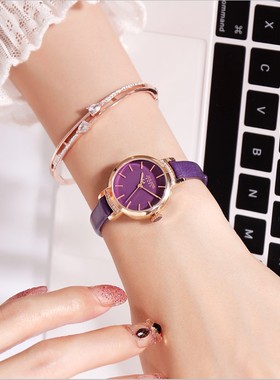 2017新款聚利时手表小巧精致真皮带红色表时装简约秀气小表盘女表