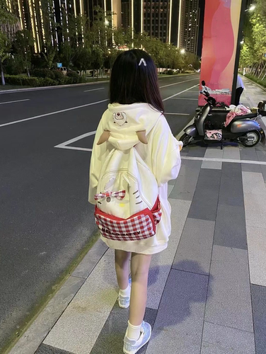卡通kt猫咪学院风双肩包女