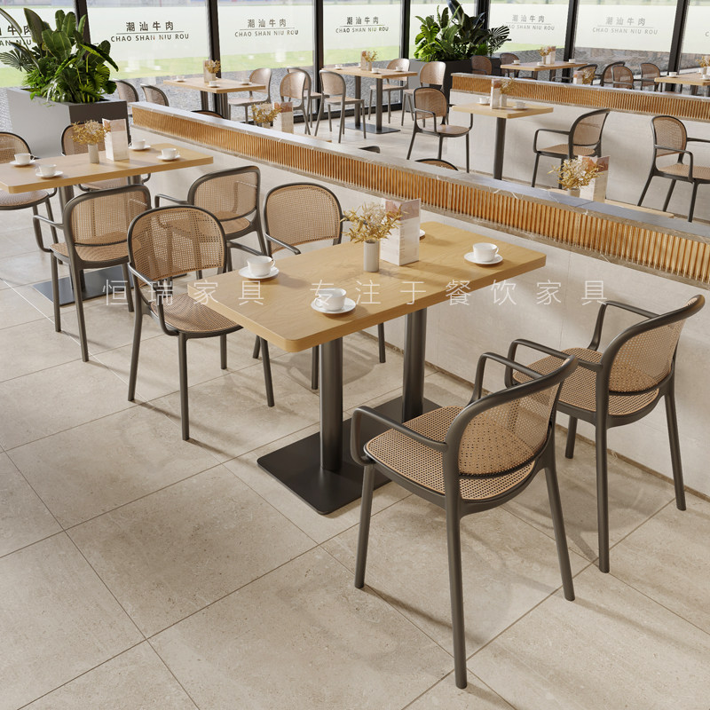 餐厅奶茶店实木桌椅组合商用餐饮小吃快餐甜品店咖啡厅藤编餐桌椅,商业/办公家具,商用餐椅,淘宝优惠券,粉丝福利购,淘宝优惠卷