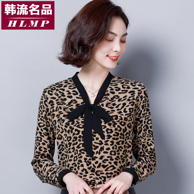 显瘦衬衫女长袖2019春季新款豹纹印花系带蝴蝶结洋气小衫女打底衫在类目 女装/女士精品, 衬衫中 - 来自Buy2taobao.com提供专业的淘宝代购服务