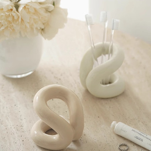 创意生活绳结系列陶瓷牙刷架置物架情侣卫生间牙具牙膏装饰收纳架