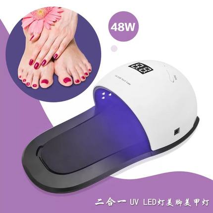 指甲油胶48W拖鞋式美甲灯LED光疗机手脚合一快速迷你烘干烤箱工具