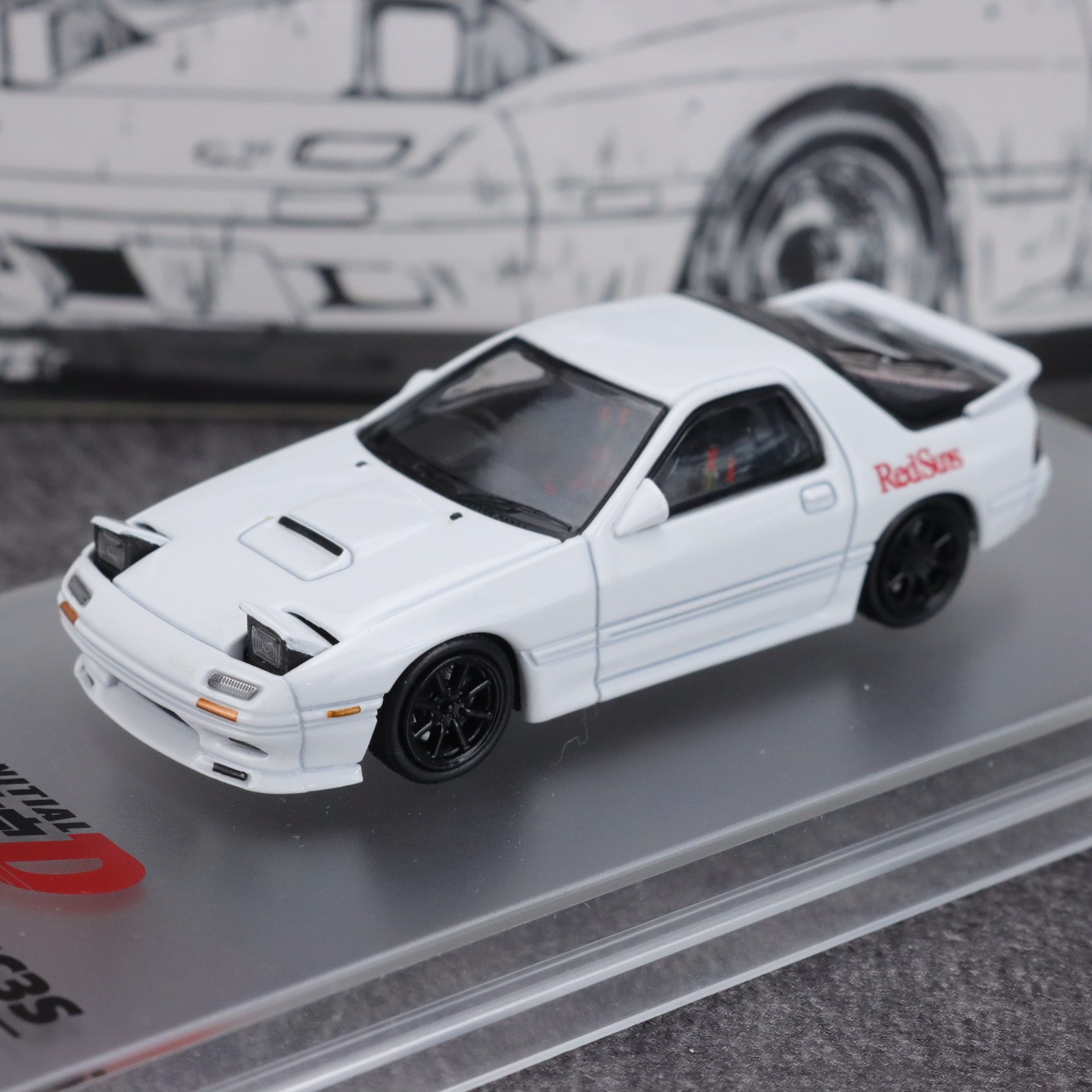 ATS 1:64 马自达RX7 FC3S 头文字D 高桥凉介 可翻灯 合金汽车模型