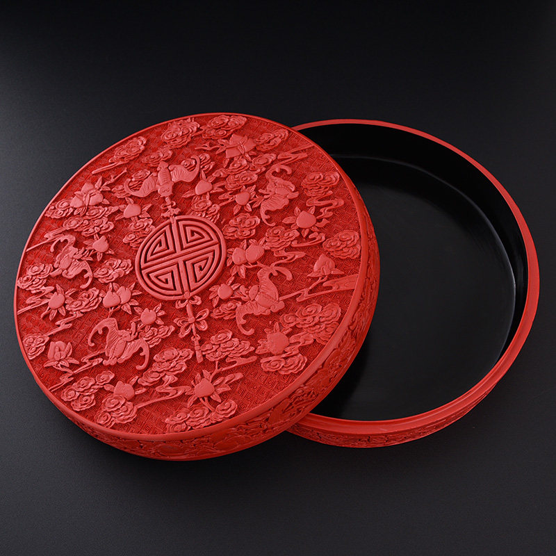 扬州漆器糖果首饰大捧盒特色餐饮工艺品剔红雕漆生日结婚礼物包邮